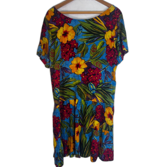 Pineapple Passion Colorful Bold Tropical All Over Print Aline Shift Dress Sz XL - Picture 8 of 9